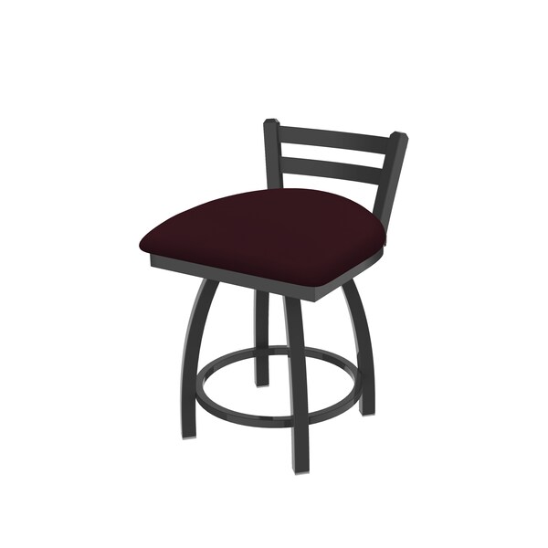 18" Low Back Swivel Vanity Stool, Pewter Finish, Canter Bordeaux Seat